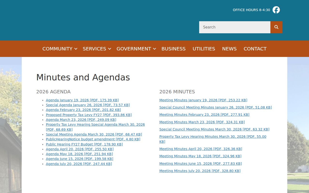 Aurelia public records archive for council minutes related to city record oversight