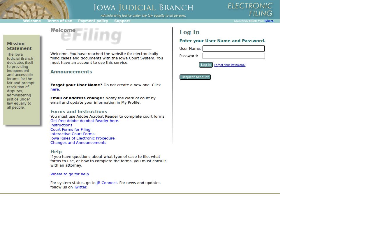 Cherokee County court case filing through Iowa EDMS