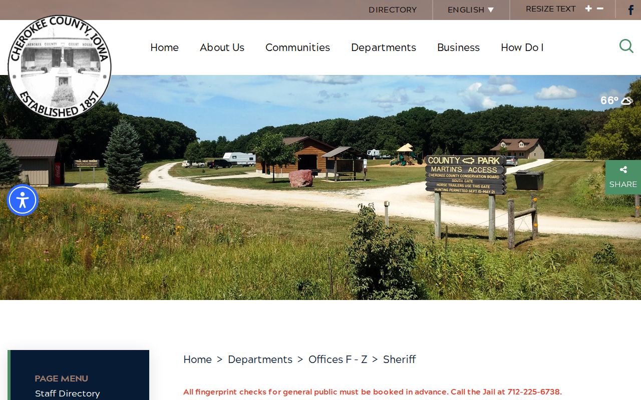 Cherokee County criminal history sheriff and jail contact page